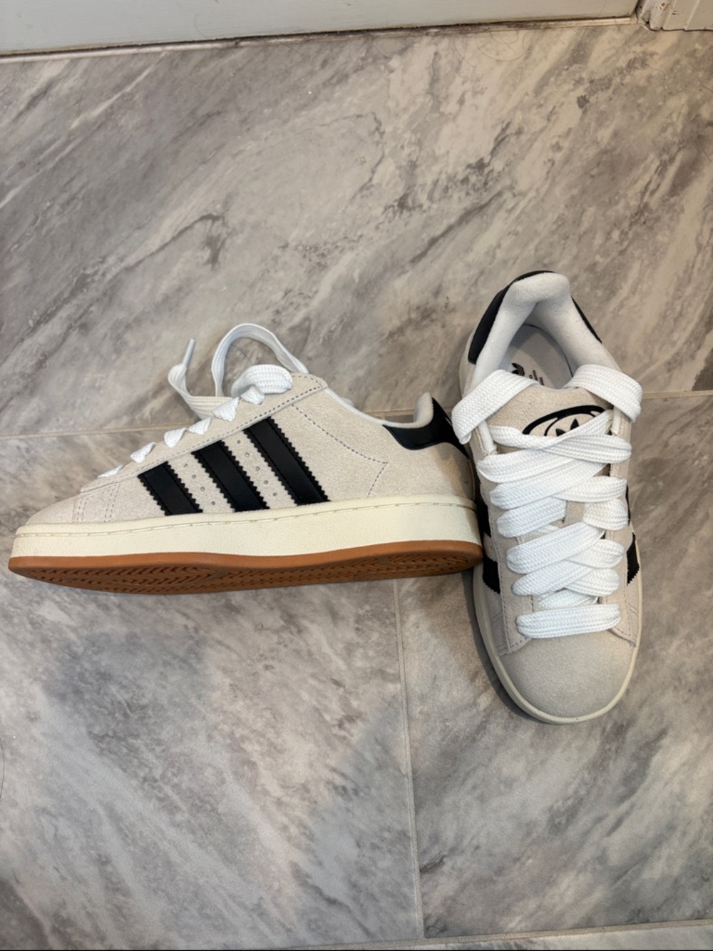 New Adidas Women’s Campus 00s Originals Crystal White Core Black Tan Beige 5